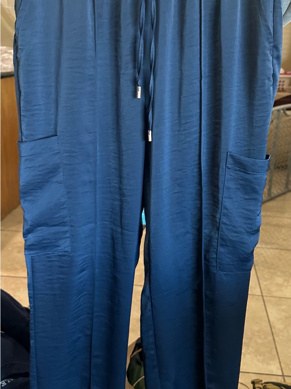 Skies Are Blue  Drawstring Joggers in Navy Blue size S NWOT